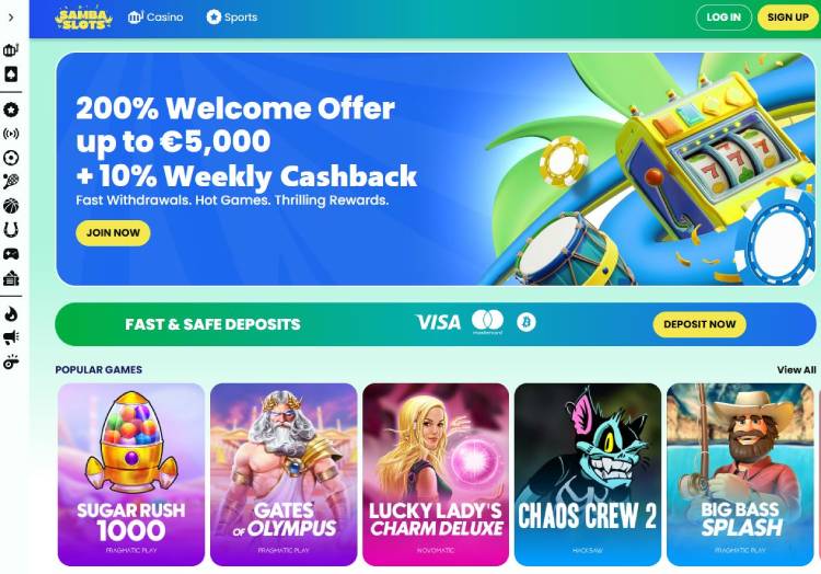 Samba Slots, casino zonder deposit limiet